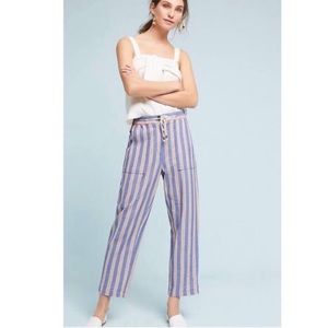 Anthropologie Elevenses Beach Striped Roll Up Pants XS
